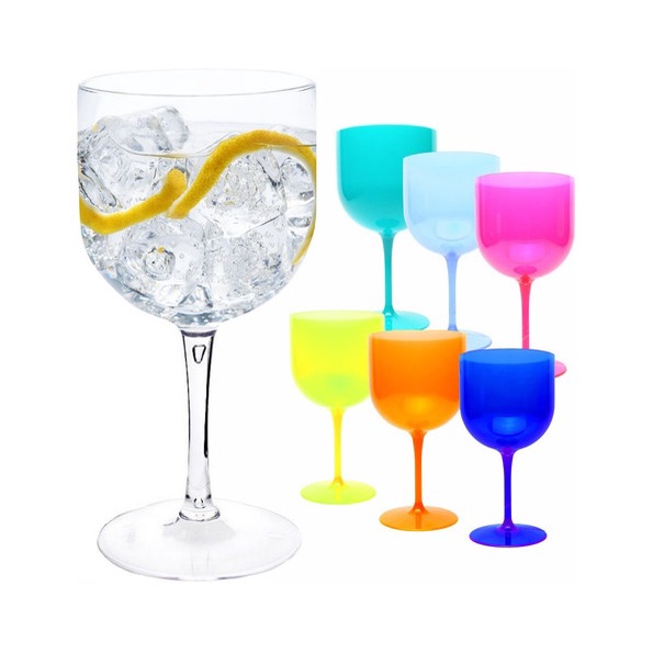 Kit 5 Taças Gin Vinho Acrílico Premium Festa Eventos 590ml