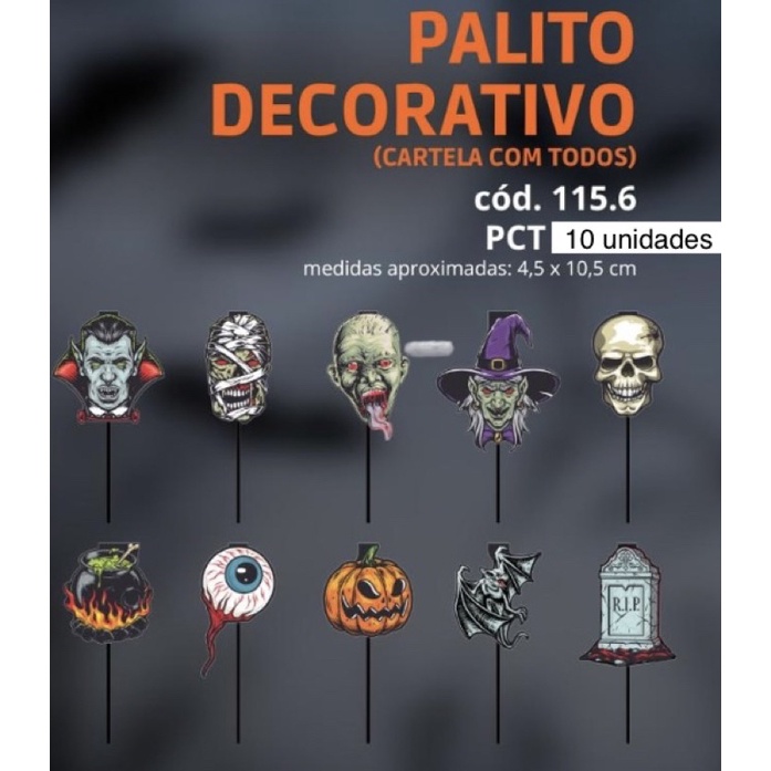 10 palito decorativo festa de halloween 115.6 ( 1 de cada )