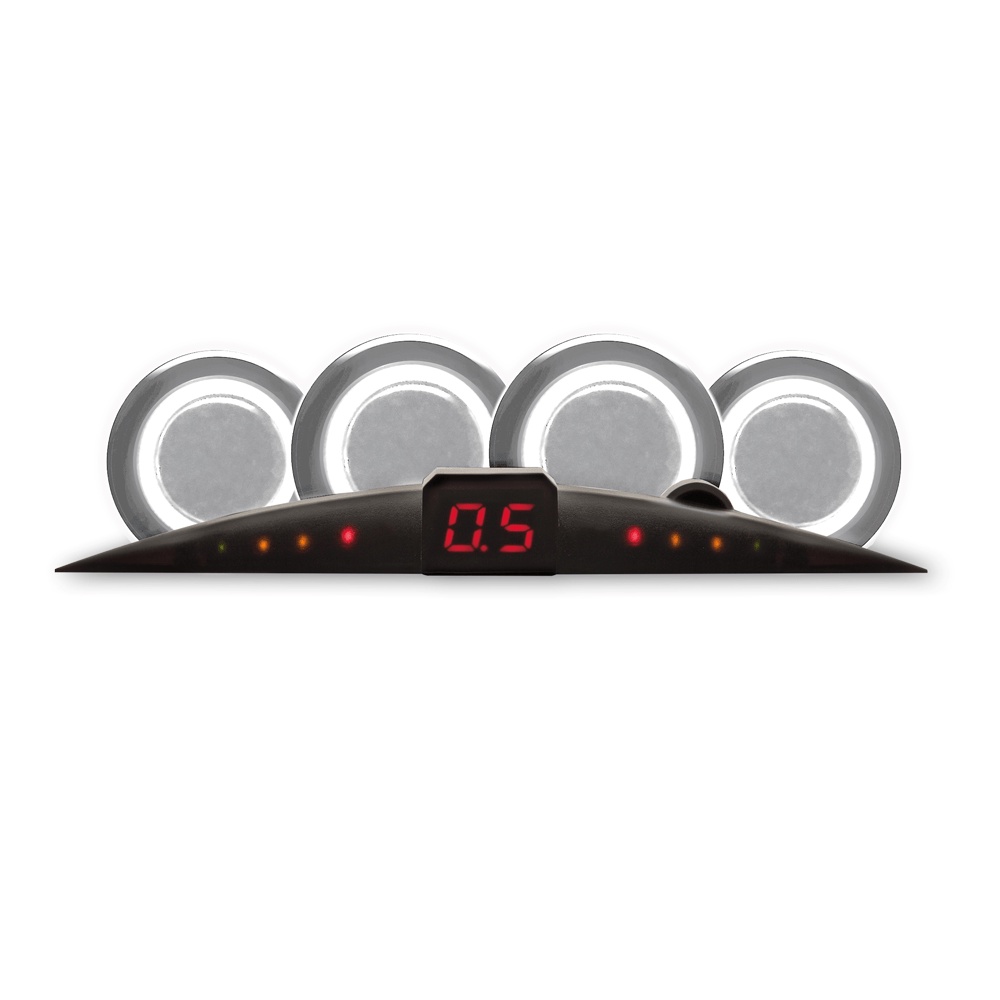 Sensor Estacionamento Ré 4 Sensores Display Positron Preto Prata Branco em Oferta na Shopee