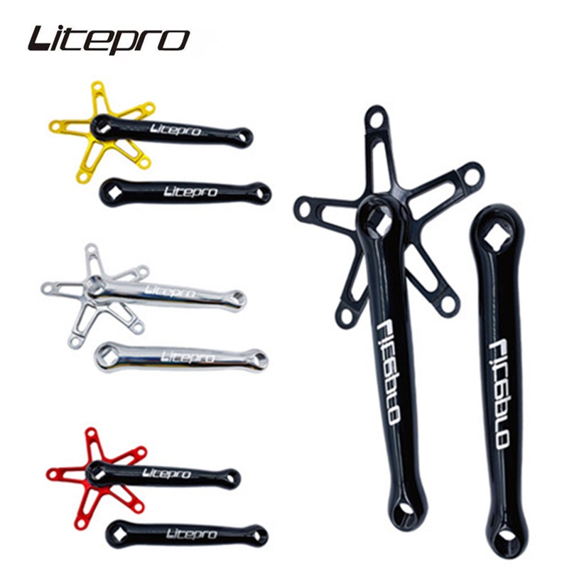 Litepro Dobrável Bicicleta Buraco Quadrado Pedaleira Em Linha Reta 5 Pawls Liga De Alumínio 130BCD Manivela Da Roda Dent