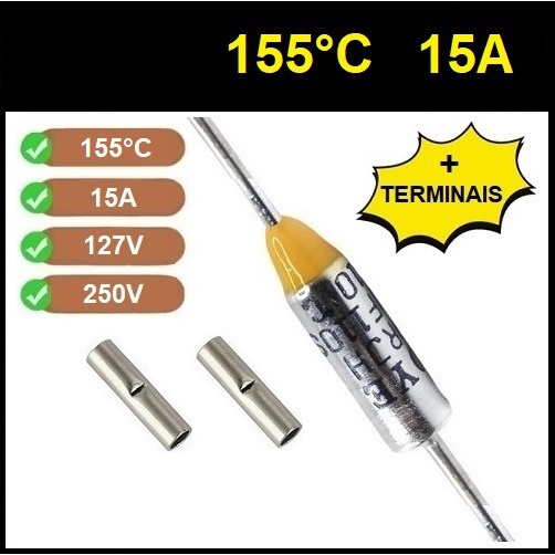 1 Fusível Térmico 15A TF155 155C 155°C 155 Graus 250V