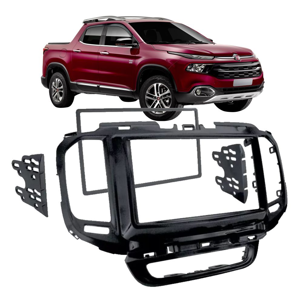 Moldura Central Painel Dvd 2Din Fiat Toro Black Piano