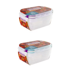 03 Potes Plasticos Hermetico Para Armazenar c/ Travas 1L