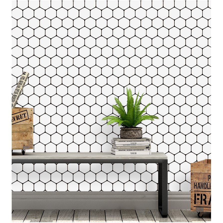 Papel de Parede Hexágono Geométrico em Oferta na Shopee