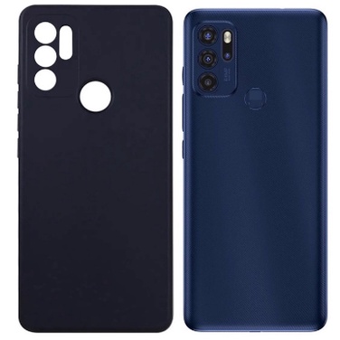 Capa em Silicone Compatível c/ Moto G60s (XT2133) Aveludada Preto+Pelicula 3d de Brinde