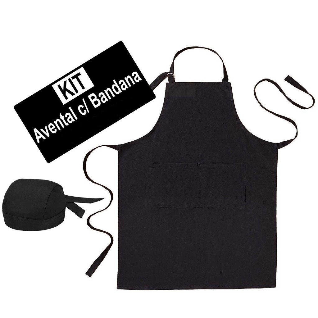Bandana com Avental Oxford com Regulável Altura Com Bolso Liso Uniforme Chef Cozinha Restaurante Evento Churrasco em Oferta na Shopee