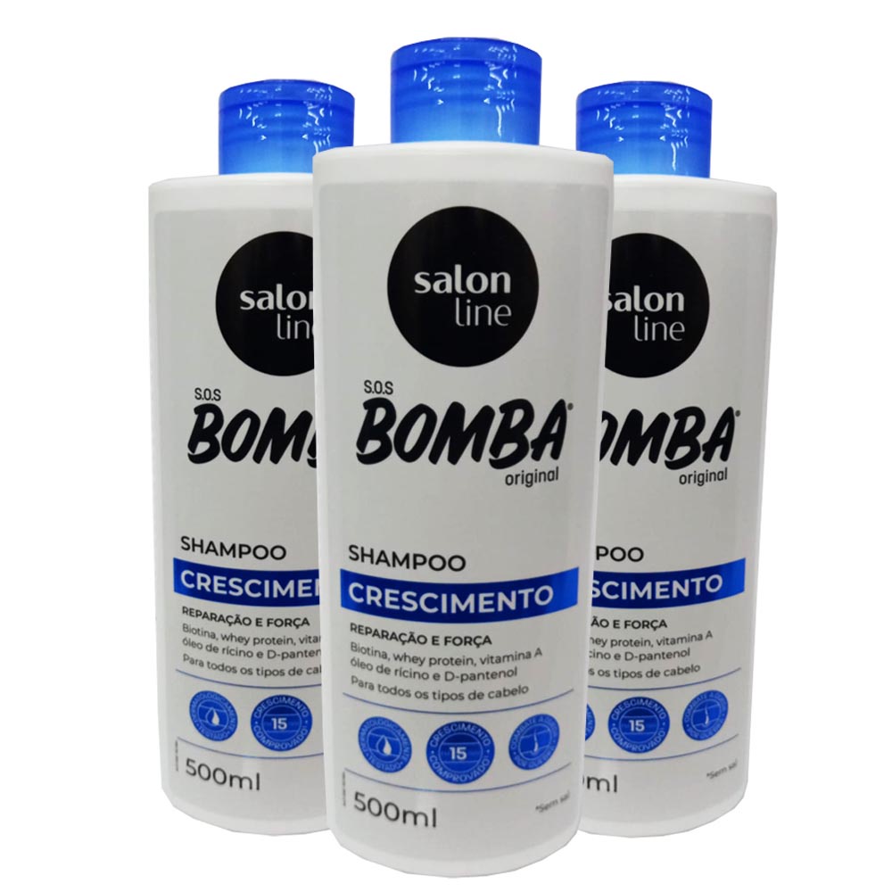Kit 3 Shampoos SOS Bomba de Vitaminas 500ml - Salon Line