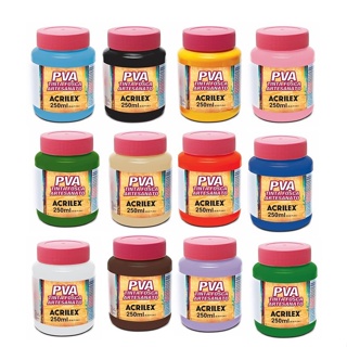 Tinta PVA Artesanato 250ml Acrilex p/ MDF Madeira Gesso Cerâmica -Escolha a cor em Oferta na Shopee