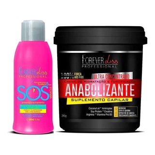 Kit Anabolizante Capilar 240g + Reconstrutor SOS Antiemborrachamento 300ml Forever Liss