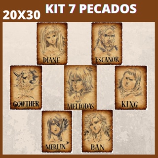 Kit com 7 Placas MDF Decorativas - Quadros Animes - 7 Pecados Capitais - 20x30cm em Oferta na Shopee