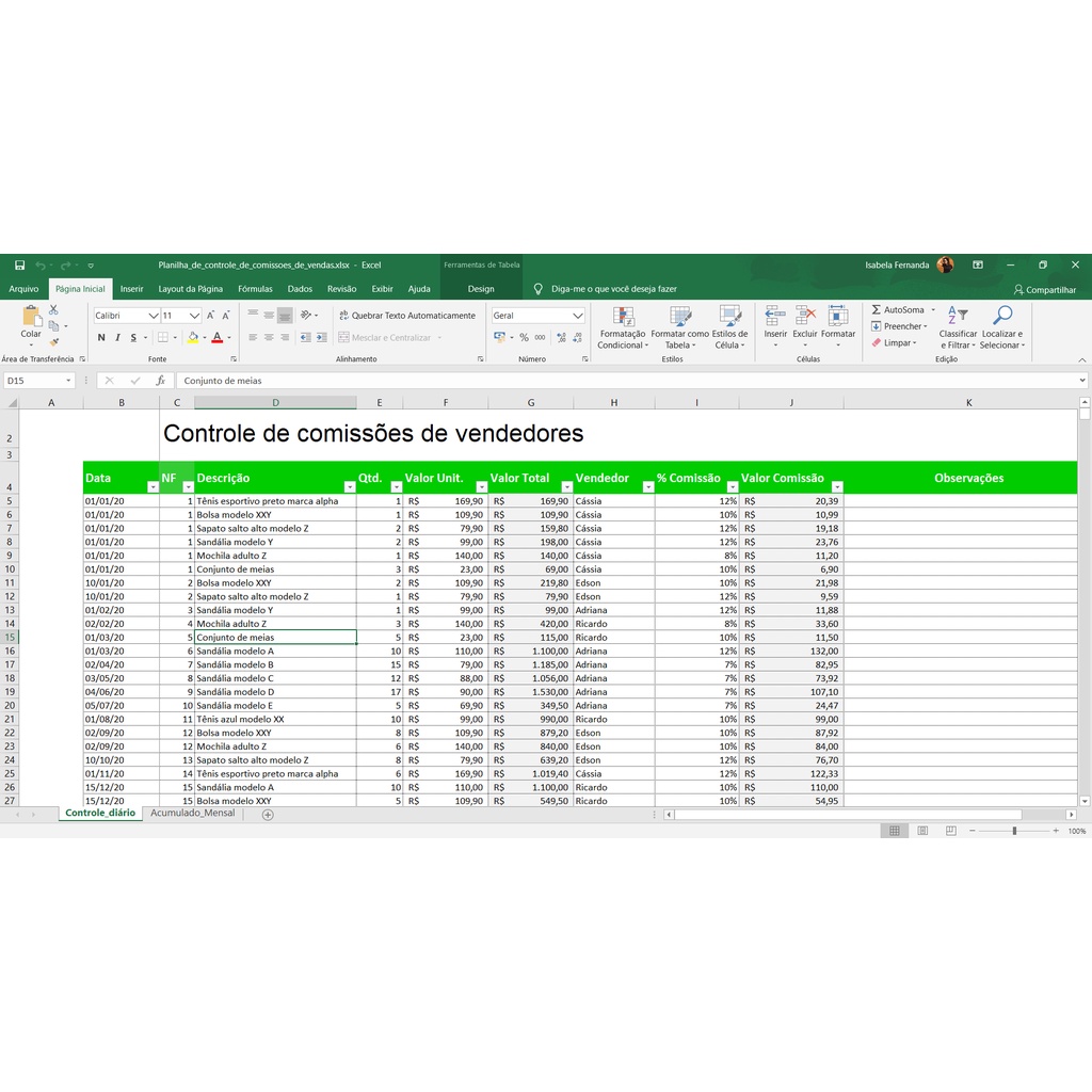 Planilha De Controle De Comiss O Shopee Brasil