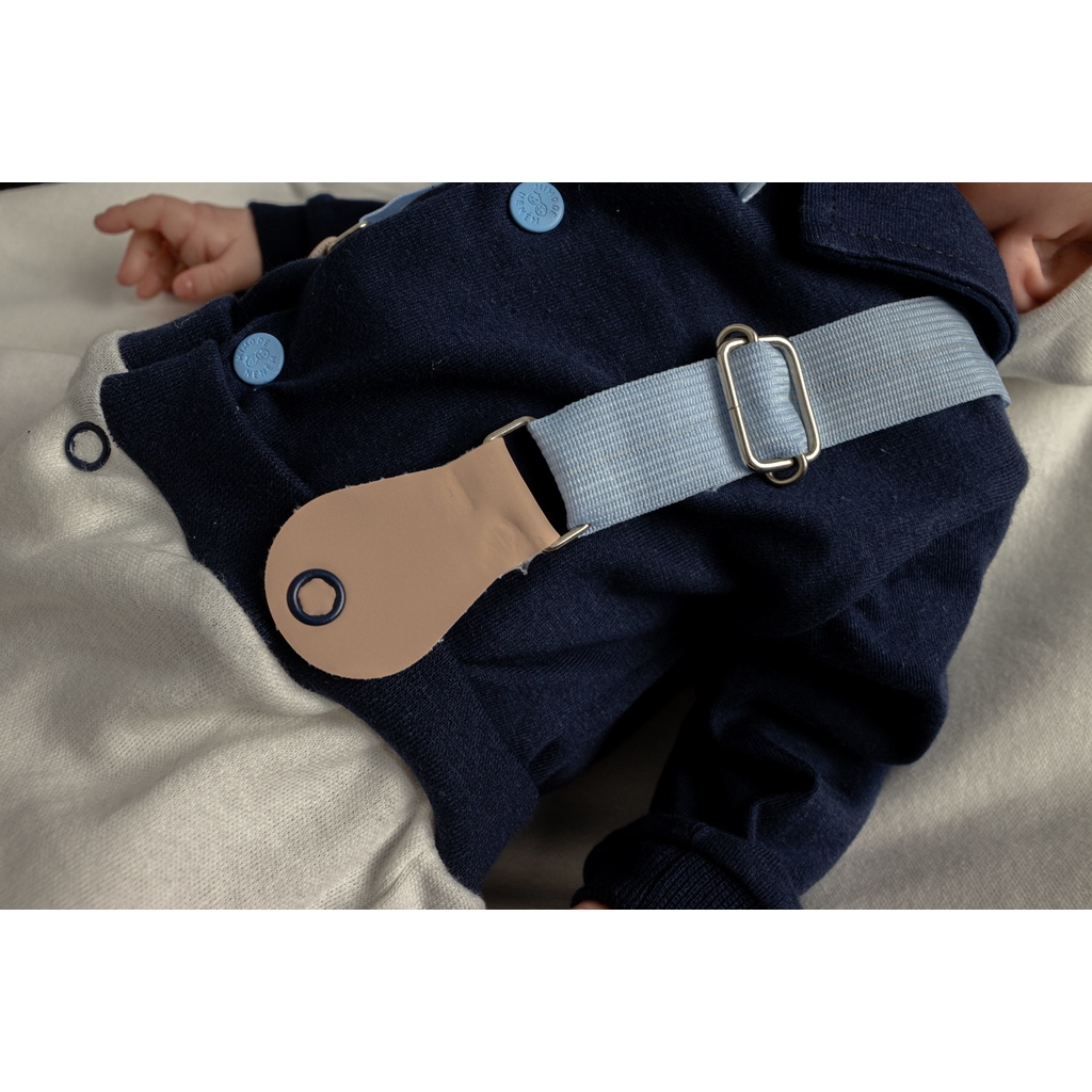 Kit Saida De Maternidade Bebê Menino Roupas Para Bebê Suspensório Azul Marinho Bege — imagem 2 de 2