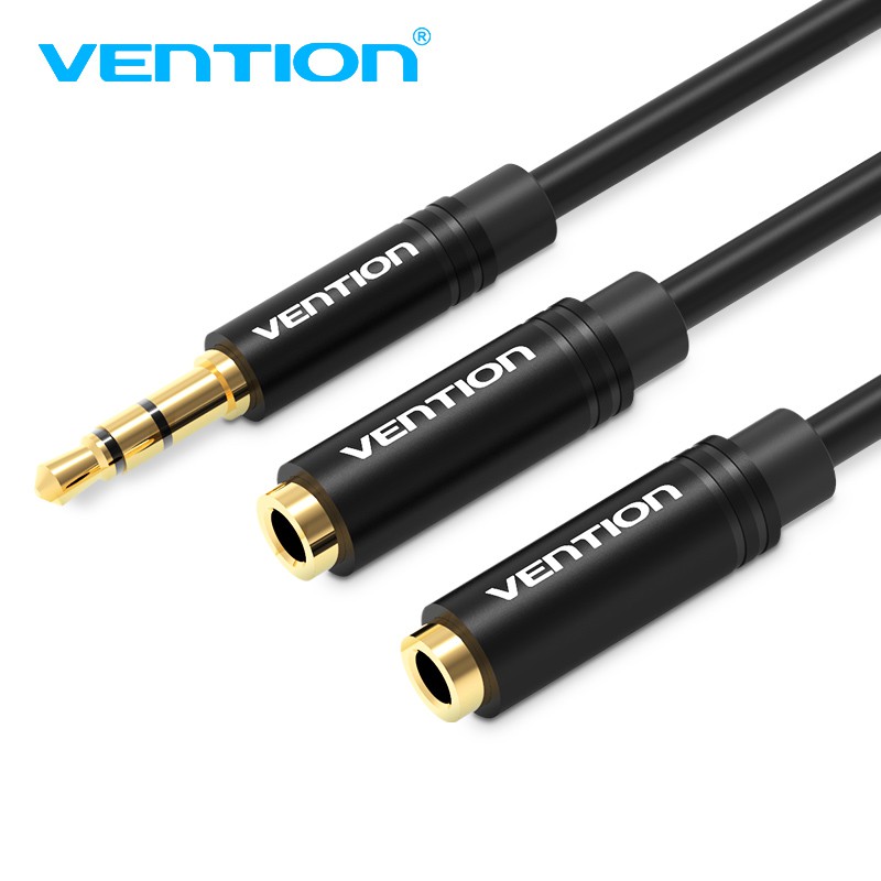 VENTION Headphone Splitter Cable 3.5mm Y Jack Splitter Extension Cable 3.5mm Male to 2 Port 3.5mm Female Compatible with iPhone PC