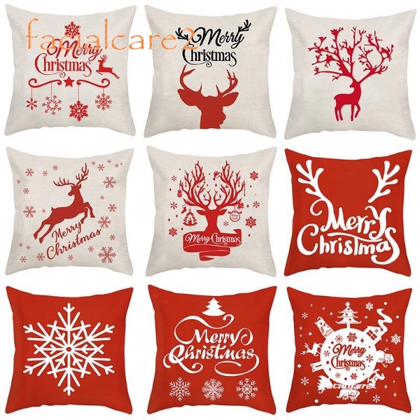 Christmas Cushion Cover Santa Claus Xmas Party Pillowcase Sofa Living Room Decor 