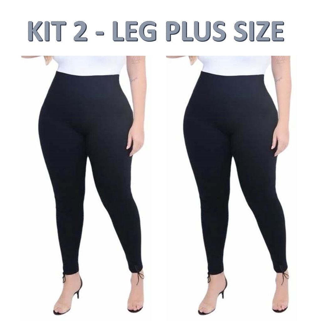 Kit 2 Calça Plus Size Legging Cintura Alta Academia Fitness