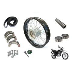 Roda Traseira Completa Montada Honda Nxr 125 / 150 / 160 Bros + Rolamento + Espaçador + Raio 4mm