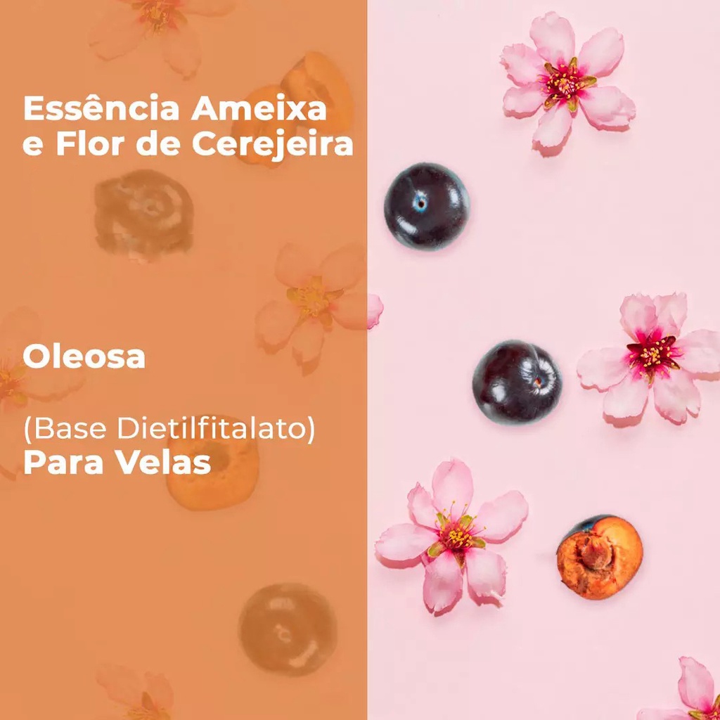 Essência Concentrada Ameixa e Flor de Cerejeira - Oleosa (Base Dietilfitalato) Para Velas