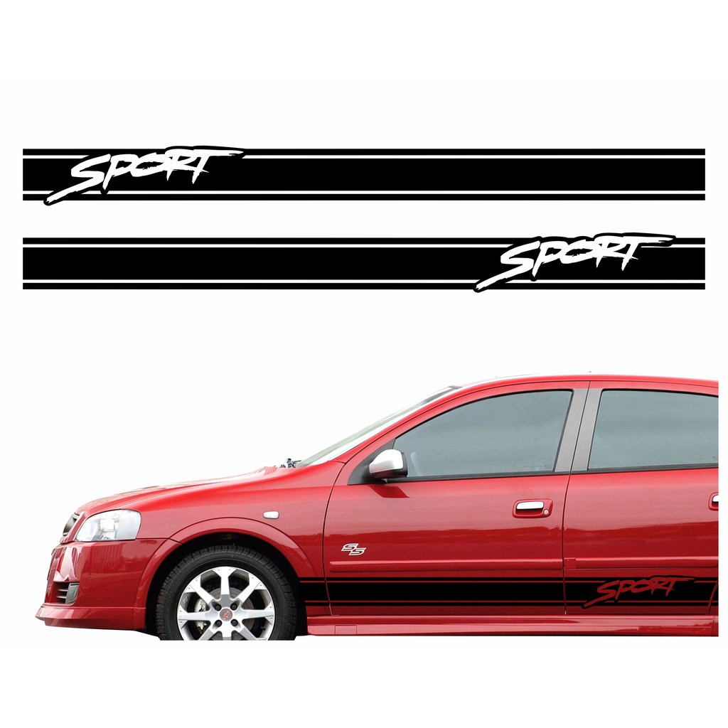 Kit Adesivos Faixas Lateral Astra Sport Emblemas Par Decalque Carro R498