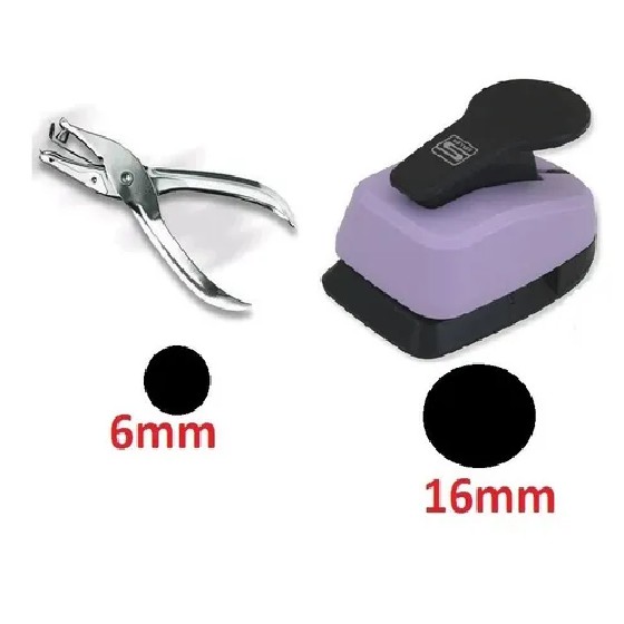 Alicate Furador 6mm + Perfurador Circulo Scrapbook Eva 16mm