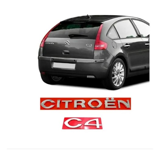 Kit 2 Letreiro Citroen C4 2004 2005 2006 2007 2008 2009 2010 2011 2012  Cromado Adesivo Tampa Mala