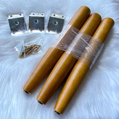 Kit 3 Pés Palitos Castanhos 30 Cm De Altura Para Puff Poltrona Incluso Chapinha E Parafusos