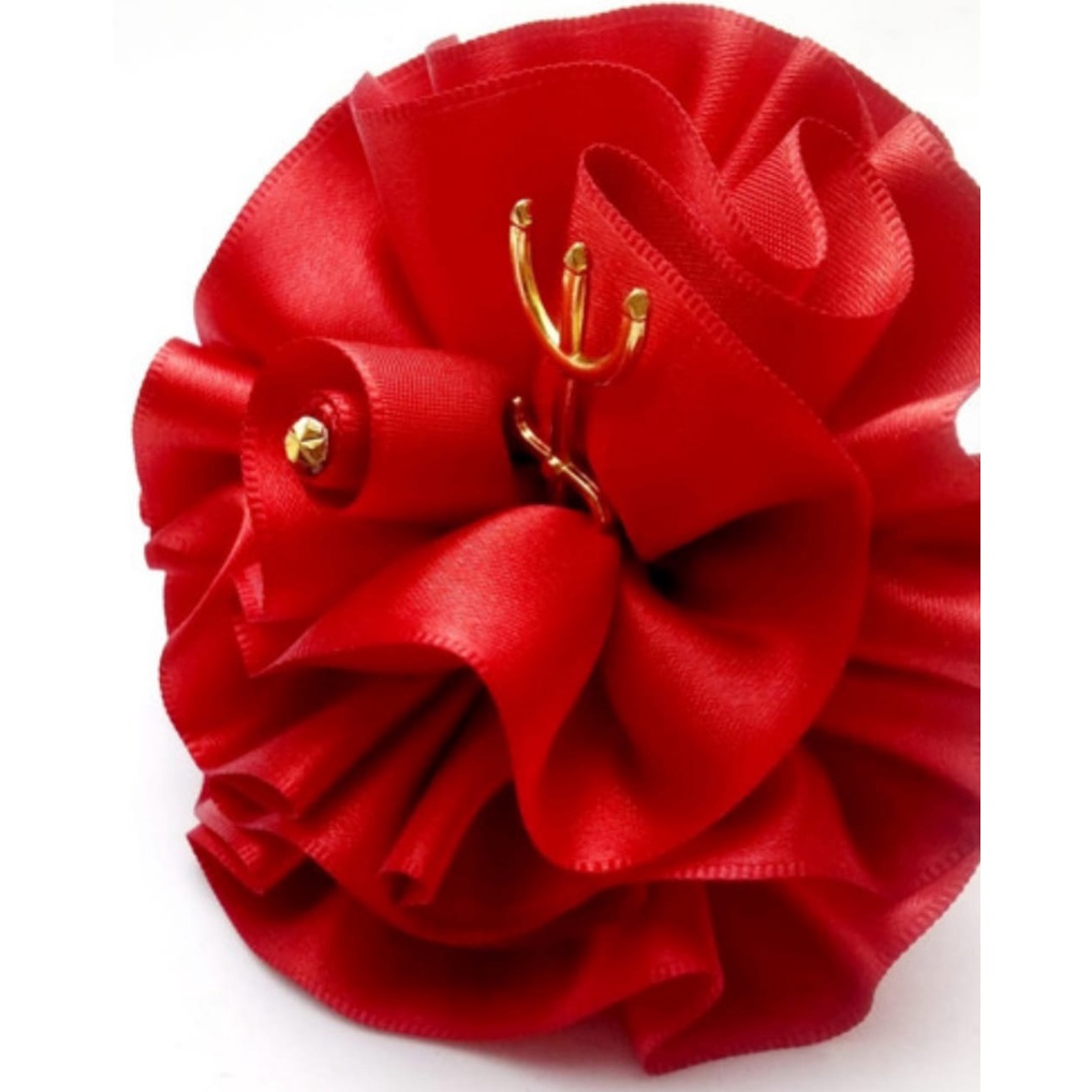 Arranjo Cabelo Pombagira Rosa Vermelha Ferramenta Dourado Umbanda Cand