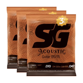 Kit 9 Encordoamento SG Violão Aço 010 Bronze 85/15 - Light em Oferta na Shopee