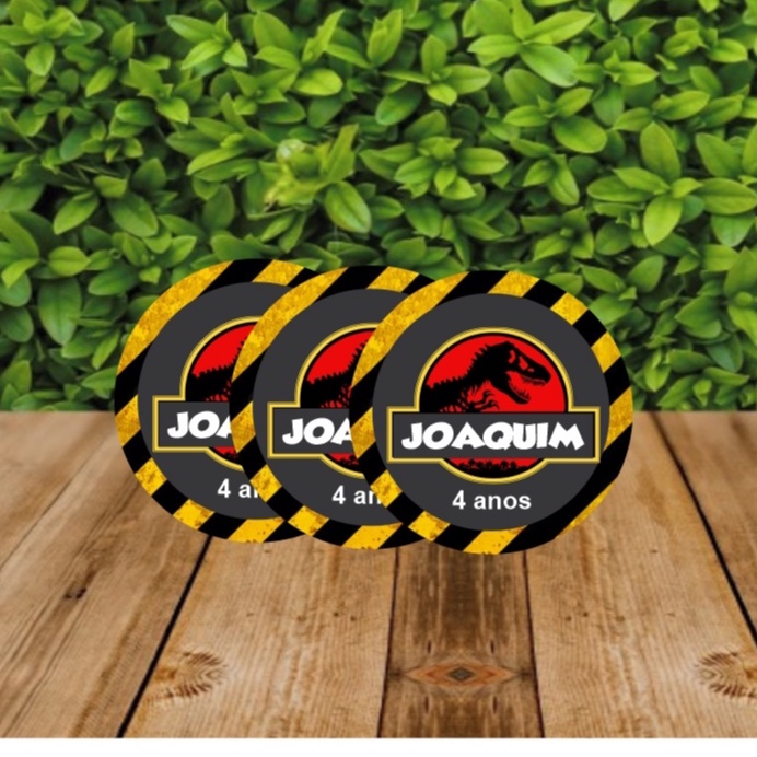 50 Adesivos Personalizados 5x5 Festa Infantil Lembrancinhas – Dinossauros e Outros Temas Papel Fotográfico ou Vinil