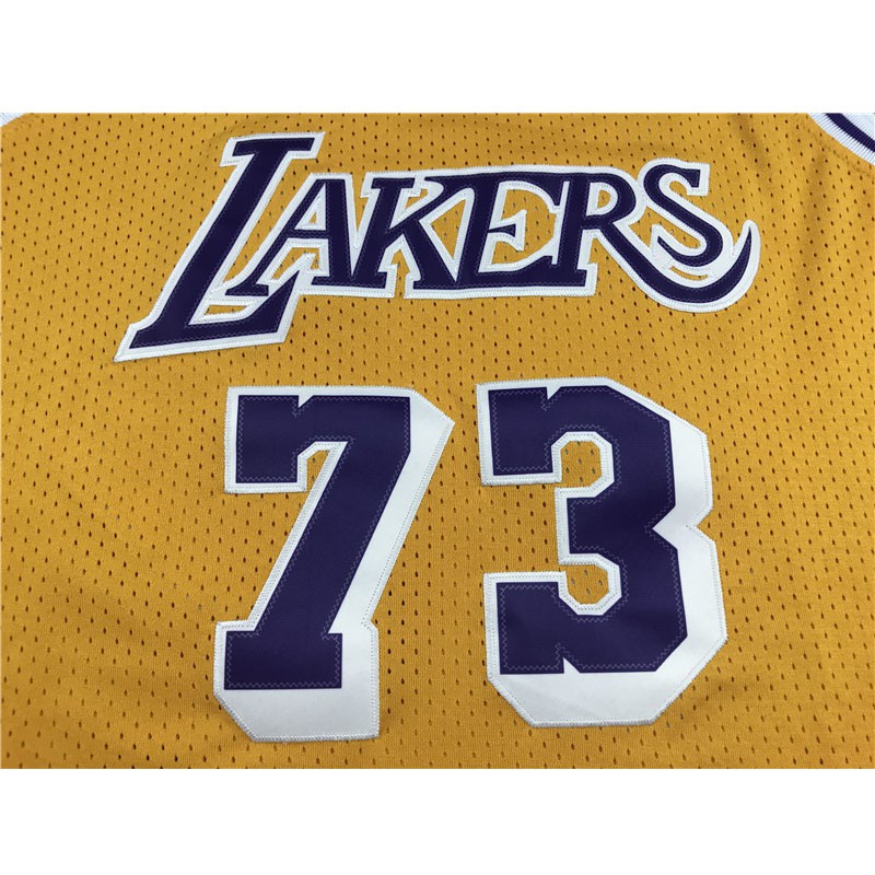 Retro Dennis Rodman #73 Los Angeles Lakers Camiseta Jersey Baloncesto Amarillo 