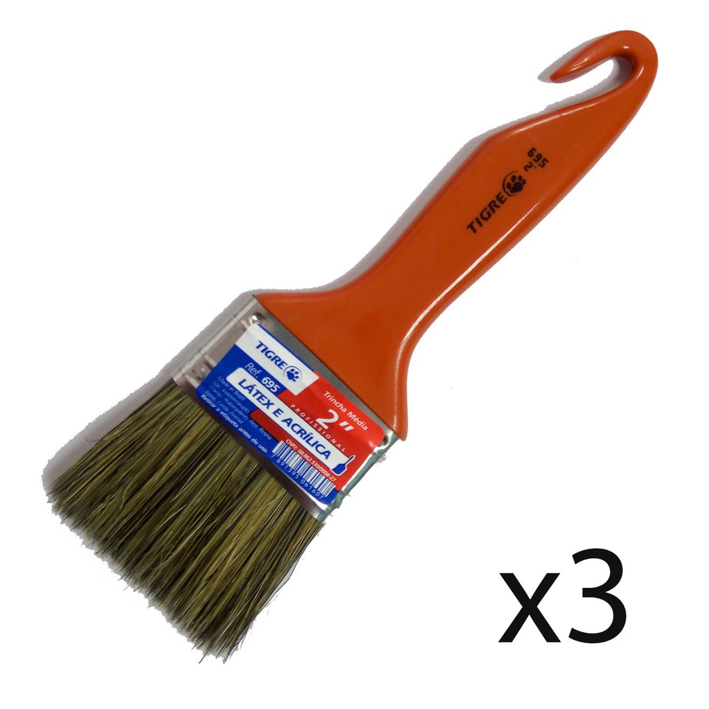 Kit 3 Trincha Para Pintura 695 2 Polegadas - Tigre