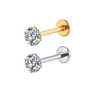 Piercing Labret Aço Cirúrgico Zircônia Redonda | Helix, Tragus, Conch, Nariz, Boca-Medusa e Outros