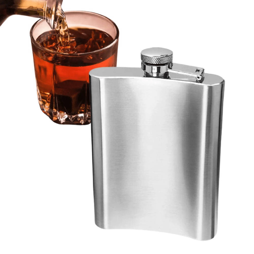 Cantil Porta Diferenciada Bebidas De Bolso Whisky Cachaça Em Inox 235ml  CA80Z