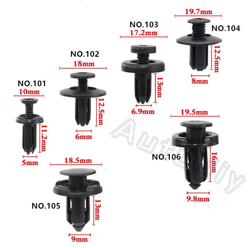 20 Pcs Clipe Rebite 5mm 6mm 7mm 8mm 9mm 10mm Buraco Carro Bumper Rebites De Plástico Guarnição Da Porta Painel Grades