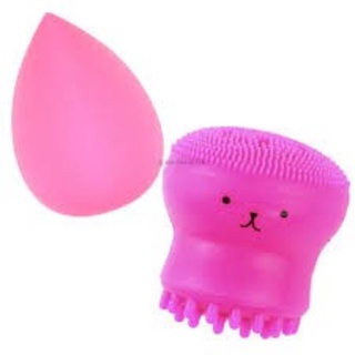 kit esponja polvo de limpeza facial e esponja gota para maquiagem (cores aleatórias)