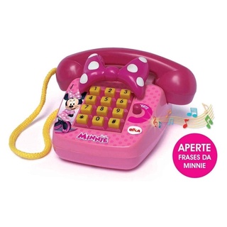 Telefone Musical De Brinquedo Rosa Minnie Disney Telefoninho Infantil Elka