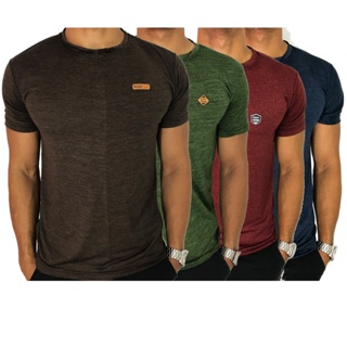 Kit 4 Camisetas Masculinas Dry Fit Malha Fria Moda Fitness Manga curta para academia em Oferta na Shopee