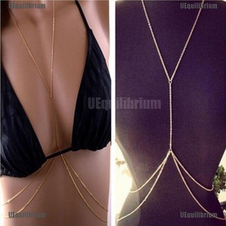 Ueum Feminina Sexy Moda Corpo De Ouro Barriga Cintura Cadeia Bikini Beach Harness Colar