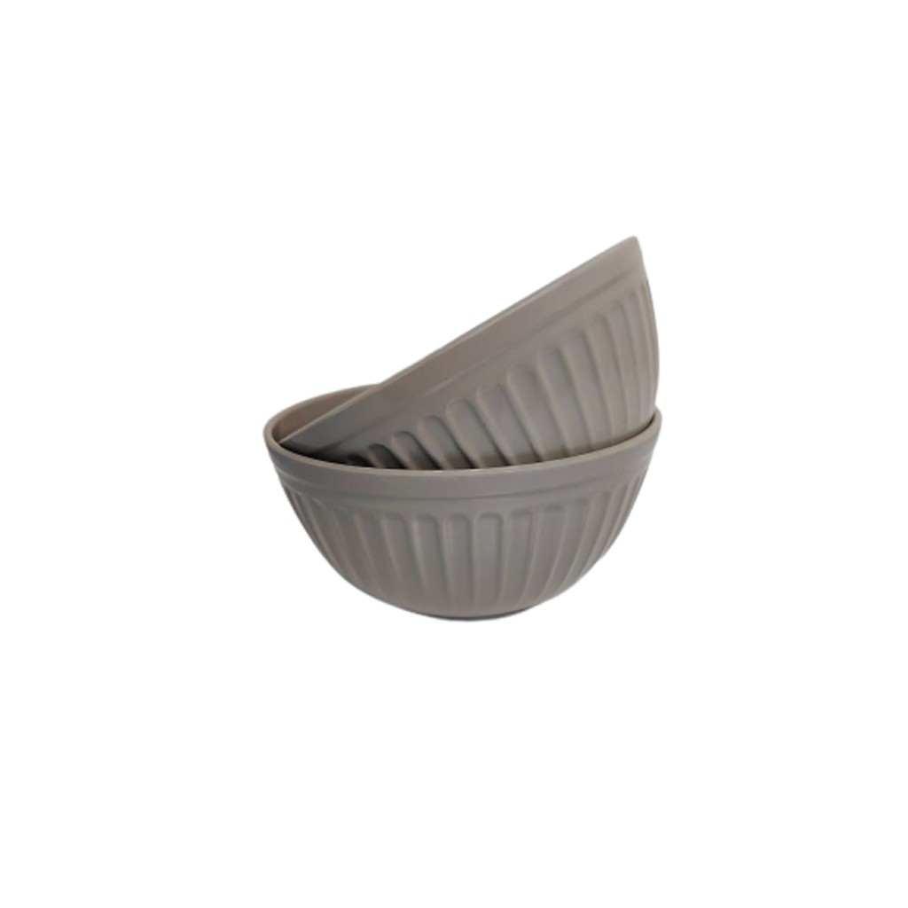 2 Tigelas Cumbuca Bowl Melamina Plástico Plissé Cinza  Açaí  500 ML