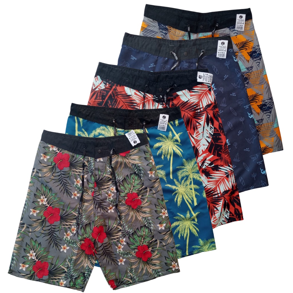 Bermuda Elastano Estampada Surf Masculina Tactel Seca Rápido Verão Praia Piscina Atividade Física Short Premium