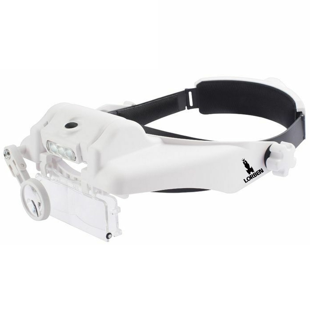 Lupa de Cabeça Lorben Óculos Profissional 3 LED 6 Lentes de Aumento Estética Odontologia Joalheria