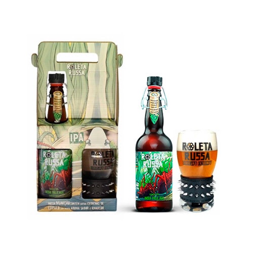 Kit Presente Cerveja Roleta Russa Easy Ipa Copo Spike Escorrega O