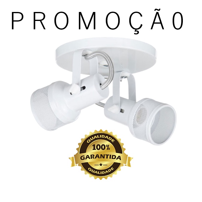 Luminaria Spot Duplo Para 2 Lampadas (BRANCO) Tela Sobrepor Teto Parede Casa Salão Quarto Par20 Led Bulbo E27