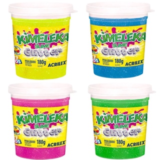 Brinquedo Slime Kimeleka Cores Com Glitter 180G