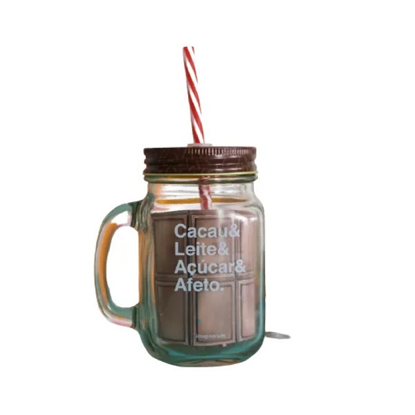 Caneca Pote Vidro  Granulado Cacau e Afeto Imaginarium