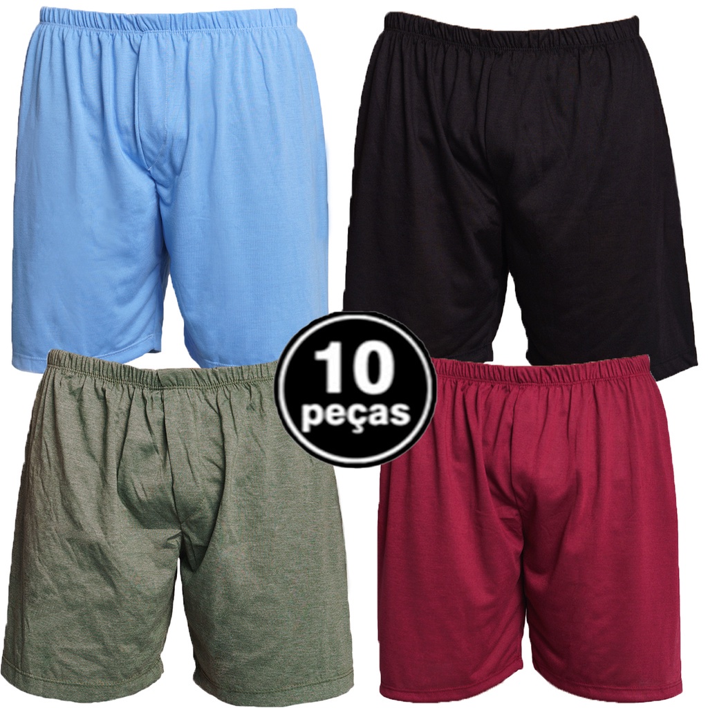 Kit 10 Samba Canção Cueca Pijama Malha Masculino Short Para Dormir