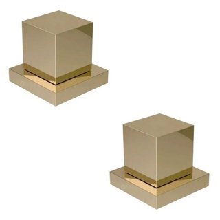 Kit 02 Acabamentos Para Registro Dourado Quadrado De Metal