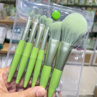 Kit 6 Peças Conjunto De Pincéis De Maquiagem com Estojo Transparente Para Viagem