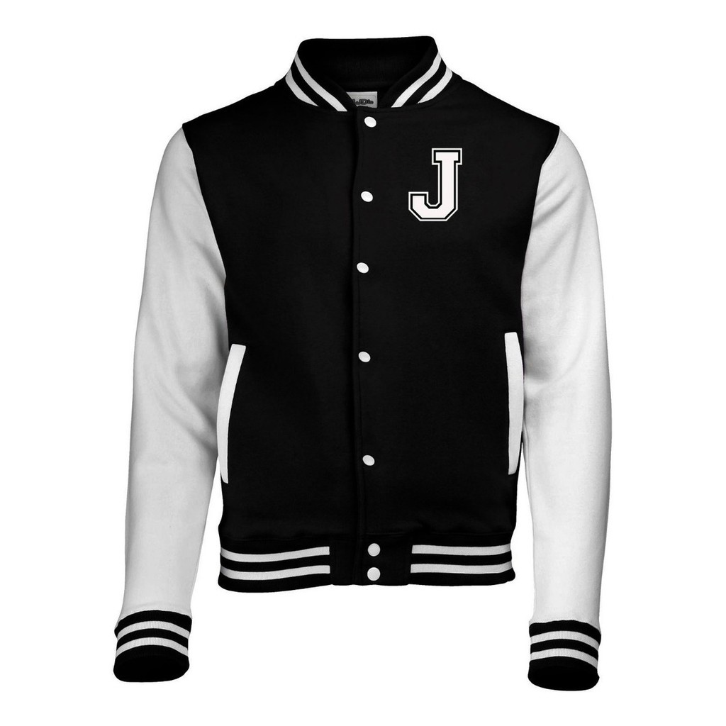 Jaqueta College Americana Letra J Bordada Alto Relevo, Algodão - Várias Cores - Unissex