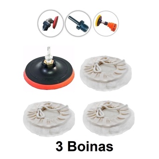 Kit Polimento Adaptador+ Disco 125mm Furadeira C/3 Boinas Lã em Oferta na Shopee