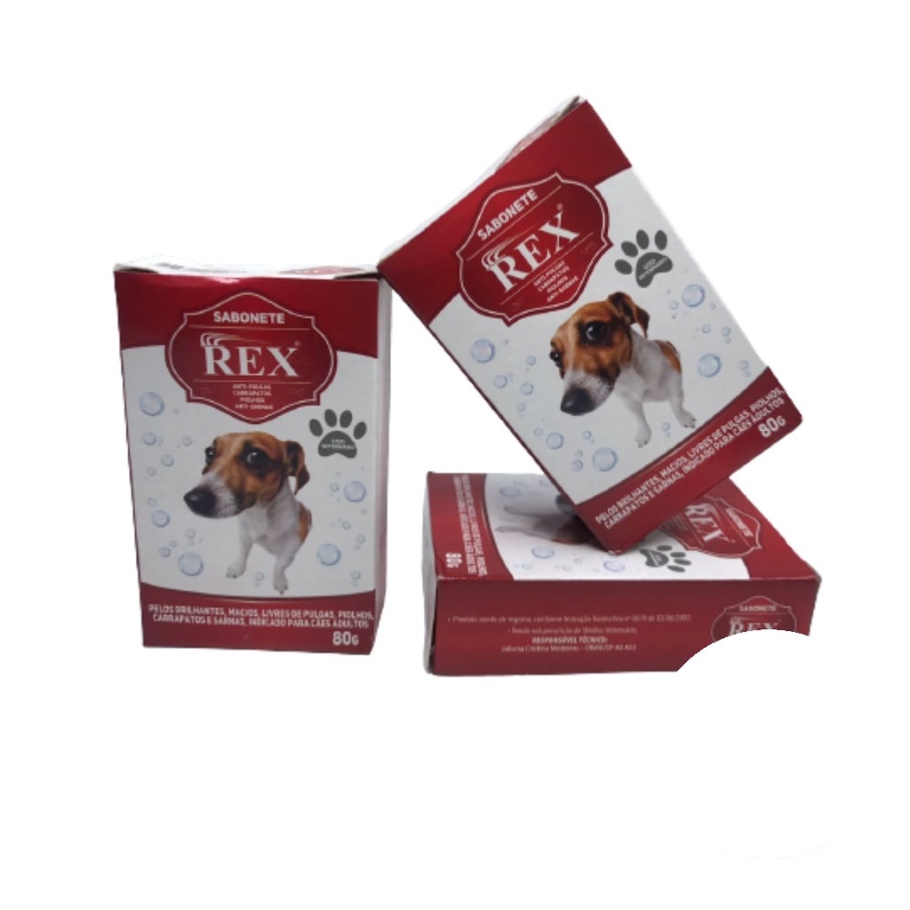 Sabonete rex 80g Anti Pulgas Carrapatos Piolhos Sarnas Para Cachorros Pet Cães